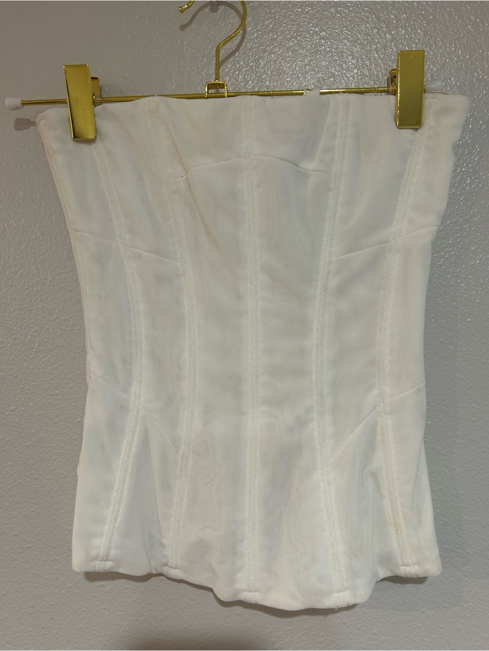 NWT Outcast XS SOLA MESH CORSET TOP WHITE bustier shaping flattering cream - Picture 9 of 14